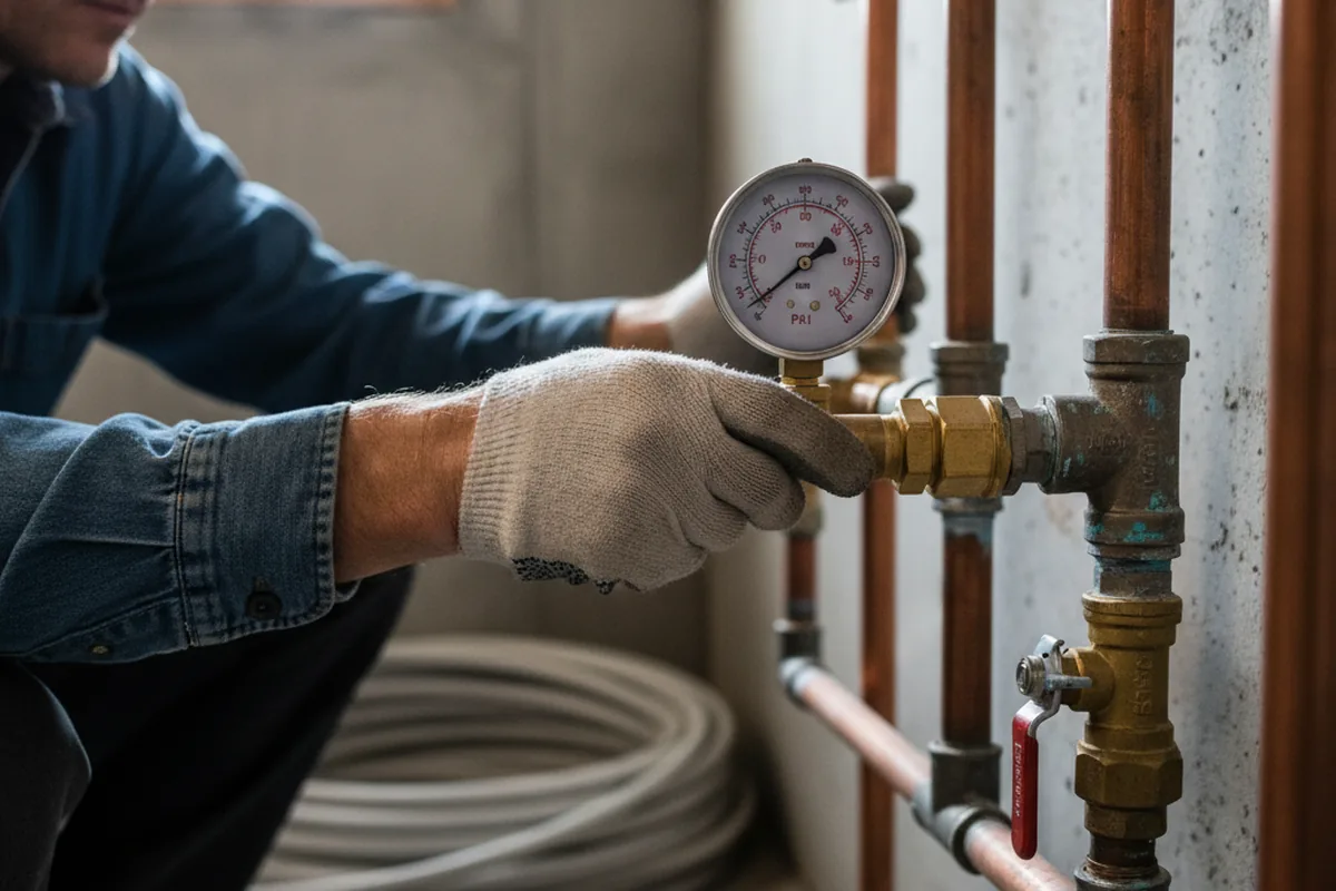 Pressure testing a repaired line during Water Line Repair in Yuma